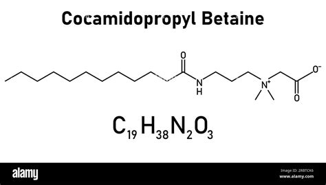 Chemical structure of Cocamidopropyl Betaine (C19H38N2O3). Chemical ...