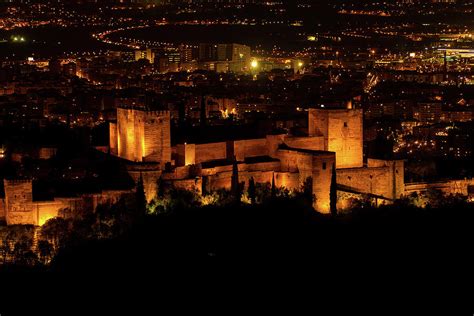 Night View Of The Famous Alhambra Palace In Granada, Spain. Alhambra P Photograph by Cavan ...