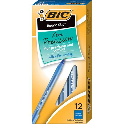 BIC Round Stic Ballpoint Pens - Fine Pen Point - Blue - Blue Barrel - 1 ...