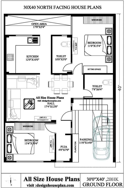 30x40 north facing house plans | Top 5 30x40 house plans 2bhk