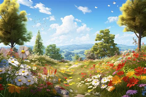 Flower Meadow Wallpaper Graphic by Forhadx5 · Creative Fabrica