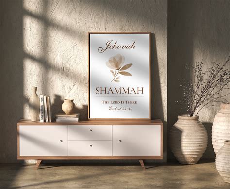 Jehovah Shammah Printable, Hebrew Names of God, the Lord is There, Christian Scripture Wall Art ...