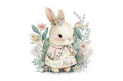 Watercolor Bunny Baby Girl By artsy-fartsy | TheHungryJPEG