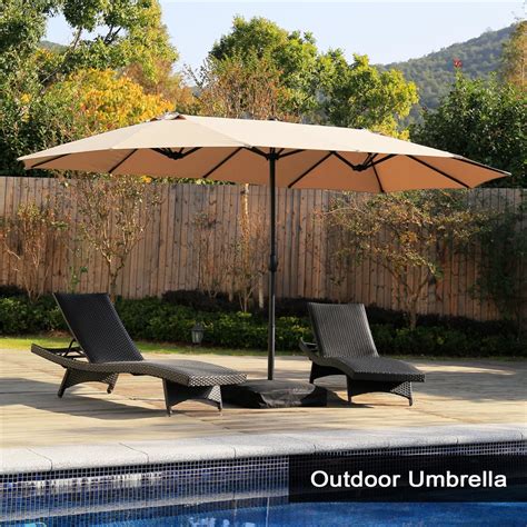 15 ft Market Outdoor Umbrella Double-Sided Aluminum Table Patio ...