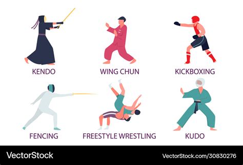 People doing different kinds martial arts Vector Image