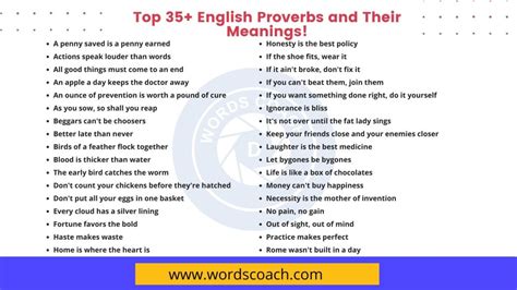 Top 35 English Proverbs and Their Meanings! - Word Coach