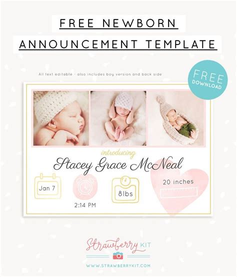 Free Newborn Announcement Template for Photoshop