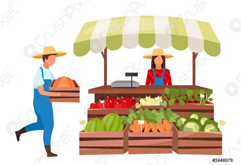 Farmers market flat vector illustration Eco products, organic produce ...