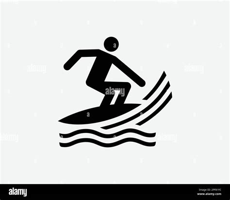 Surfing Icon Surf Boarding Board Surfer Water Sports Activity Vector ...