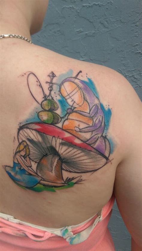 Alice in Wonderland Tattoo of the conversation with the caterpillar, with a hookah(X-Post /r ...