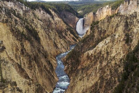 Waterfall at Grand Canyon of Yellowstone.USA. Stock Image - Image of ...