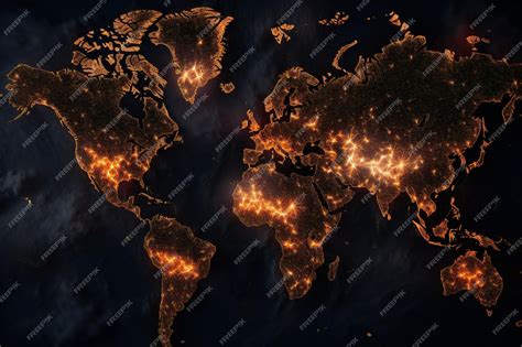 Premium AI Image | Earth world map indicating places on fire