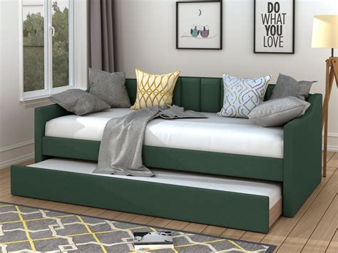 EUROCO Modern Fabric Upholstered Twin Daybed with Guest Trundle, Green - Walmart.com - Walmart.com