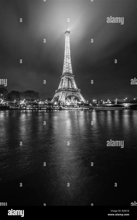 The Eiffel Tower and Seine at night, in Paris, France Stock Photo - Alamy