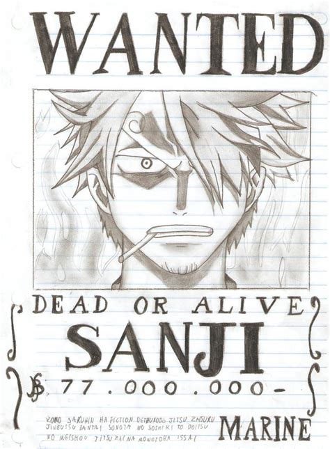 WANTED POSTER Sanji by UzumakiKaila on DeviantArt