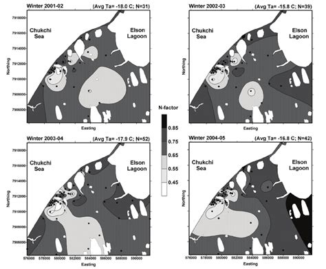 Isarithmic maps of winter n-factors; seasonal average air temperature... | Download Scientific ...