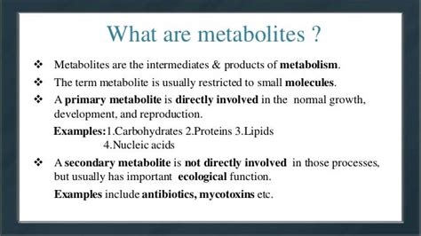 primary and secondary metabolites