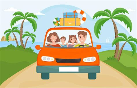 Happy family riding A car. Summer traveling by automobile. Parents and ...