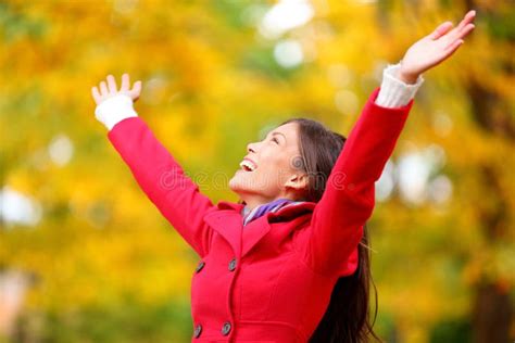 Autumn / Fall Woman Happy in Free Freedom Pose Stock Photo - Image of ...