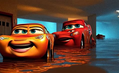 mater from cars in a flooded fractal hallway, romance | Stable Diffusion
