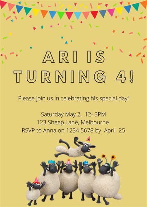 Shaun the Sheep Digital Birthday Invitation - Etsy