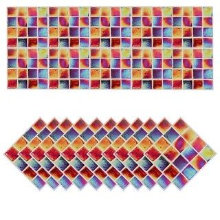 20Pcs Mosaic Tile Stickers, 10 x 10cm Square Wallpaper Self-Adhesive ...