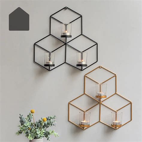 Cute Wall Mounted 3D Tea Light Candle Holder Metal Candlestick DIY Home Decor-in Candle Holders ...