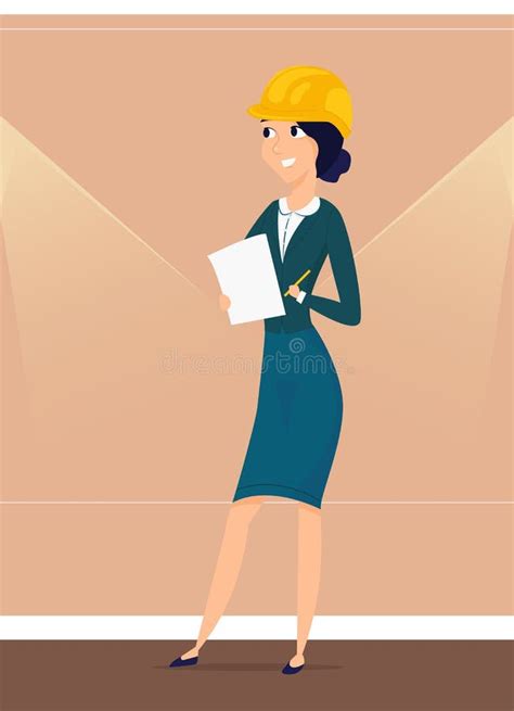 Architect Girl with Design Project in Hands Stock Vector - Illustration ...