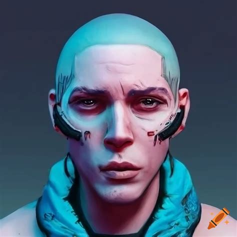 Close up portrait of a cyberpunk musician