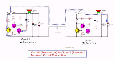 Simple transistor intercom circuit | ElecCircuit.com