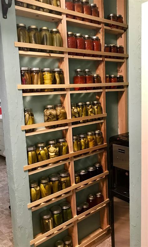 Canning storage DIY Shelving w/in pantry wall studs that will fit up to ...