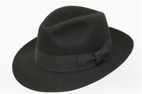 Gents Black Wide Brim Fedora Hat 100% Wool Hand Made Felt Trilby With Band | eBay