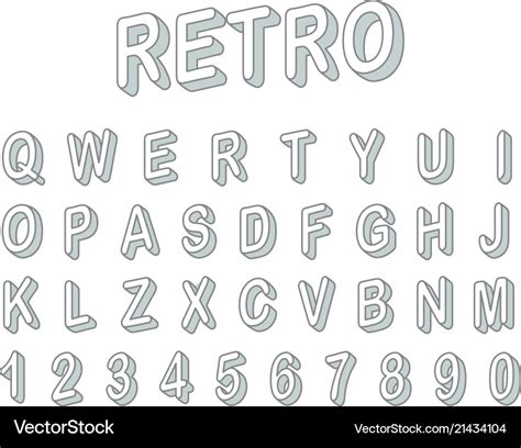 Retro style 3d font clipart letters and digits Vector Image