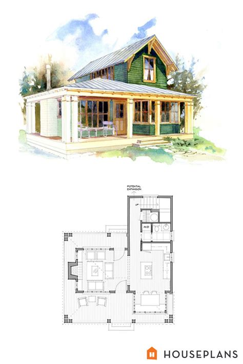 Cottage Style House Plan - 1 Beds 1 Baths 796 Sq/Ft Plan #118-107 ...