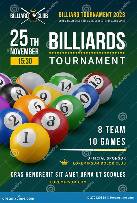 Billiards Tournament Poster Stock Vector - Illustration of pool, banner ...