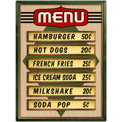 Diner Menu Prices Coke Colors Wall Decal | Vintage diner, Diner menu ...