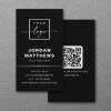 Elegant logo QR code gray gradient border black Business Card - Perfectly Custom