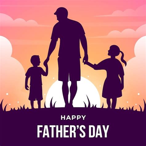 Premium Vector | Happy father's day with dad and children silhouettes