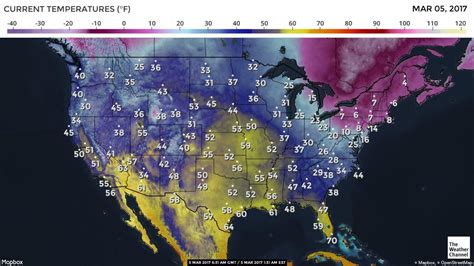 US Current Temperatures Map | Weather map, Map, The weather channel