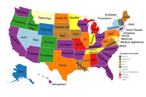 The Top Exports in Every State Shown in One Map