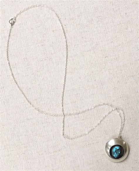 Navajo Turquoise Pendant Necklace Vintage Native American Sterling ...