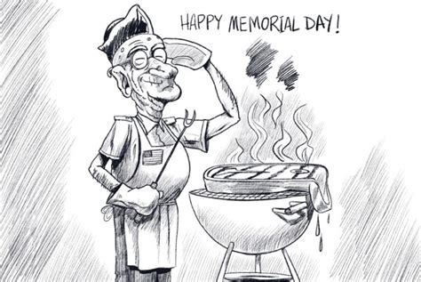 Memorial Day Cartoon Cookout Veteran Cartoon