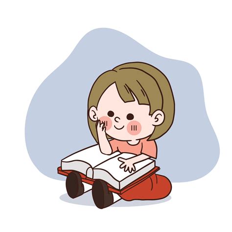 A cute happy little girl is reading a book. vector cartoon character. 7750957 Vector Art at Vecteezy