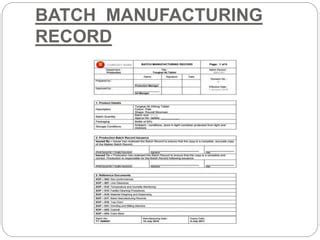 BATCH MANUFACTURING RECORD | PPT