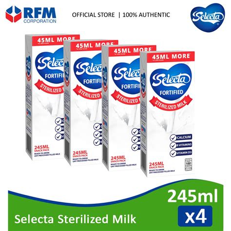 Selecta Sterilized Milk 245ml - Set of 4s | Shopee Philippines