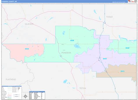 Pondera County, MT Wall Map Color Cast Style by MarketMAPS - MapSales