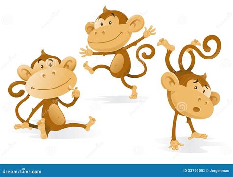 Three Very Cheeky Monkeys stock vector. Image of animals - 33791052