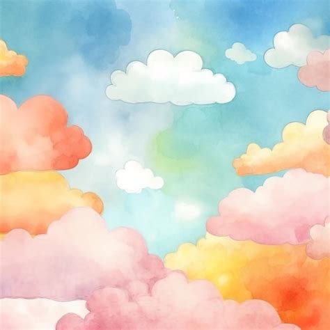 Premium Photo | Watercolor clouds in the sky wallpaper