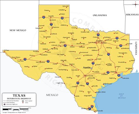 Texas Interstate Map, Texas Interstate Highways Map