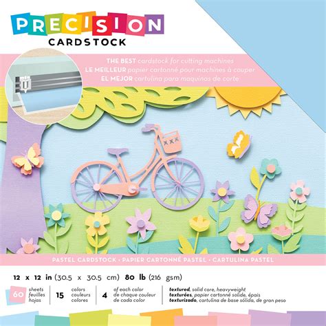 American Crafts Precision Cardstock Pack 80lb 12X12 60/Pkg-Pastel ...